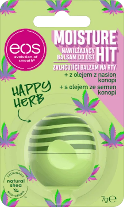 Evolution of Smooth (EOS) Moisture Hit Happy Herb Lip Balm (Nawilżający balsam do ust z olejem z konopi)