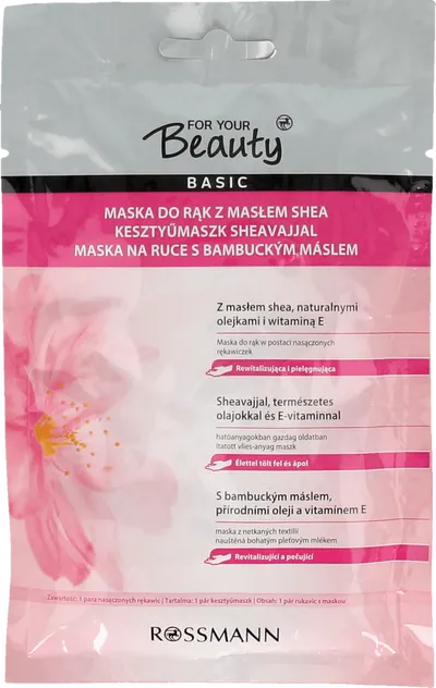 For Your Beauty Basic, Maska do rąk z masłem shea w postaci nasączonych rękawiczek