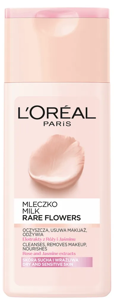 L'Oreal Paris Skin Expert, Rare Flowers, Milk (Mleczko oczyszczające z ekstraktami z róży i jaśminu skóra sucha i wrażliwa)
