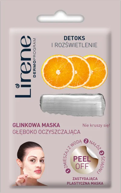 Lirene Dermoprogram Detoks i rozświetlenie, Głęboko oczyszczająca maska peel-off glinkowa