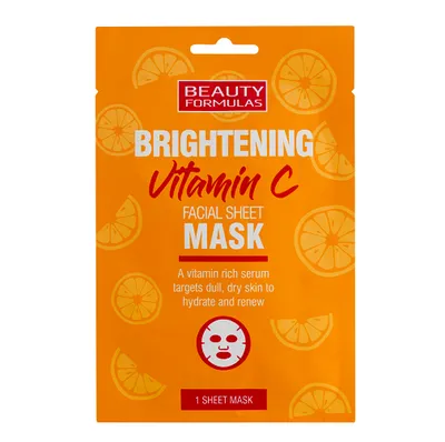 Beauty Formulas Brightaning Vitamin C Facial Sheet Mask (Rozjaśniająca maska do twarzy w płachcie z witaminą C)