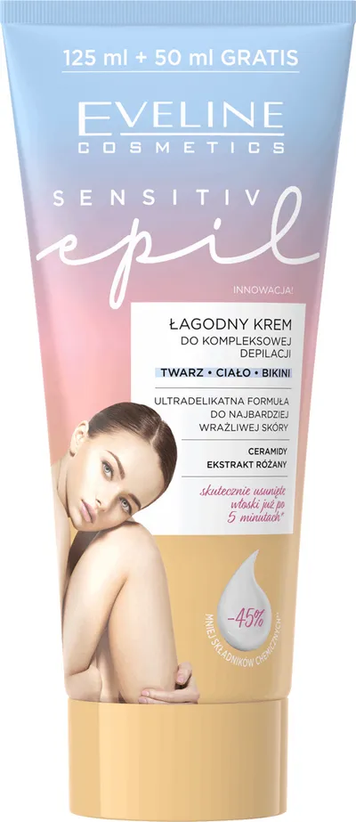 Eveline Cosmetics Sensitive Epil, Łagodny krem do kompleksowej depilacji (twarz, ciało, bikini)
