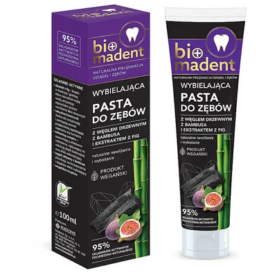 Bio Madent Wybielająca pasta do zębów z węglem drzewnym z bambusa i ekstraktem z fig