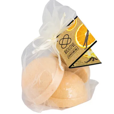 Biolove Orange & Vanilla, Hemisphere Bath Bomb (Półkule do kąpieli `Pomarańcza z wanilią`)