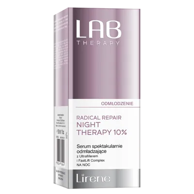 Lirene Dermoprogram Radical Repair Night Therapy 10%, Serum spektakularnie odmładzające na noc z Ultrafiltrem i FastLift Complex