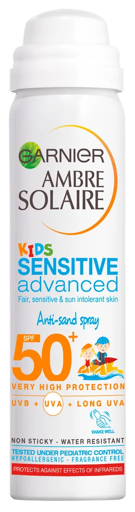 Garnier Ambre Solaire Kids, Sensitive Advanced Spray Anti Sand SPF50 (Spray ochronny dla dzieci w mgiełce)