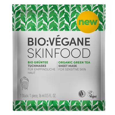 Bio Vegane Skinfood Bio Green Tea [Bio Grüntee], Tuchmaske (Maska w płachcie z ekstraktem z zielonej herbaty)