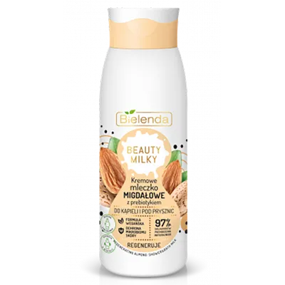 Bielenda Beauty Milky, Kremowe mleczko migdałowe z prebiotykiem do kąpieli i pod prysznic
