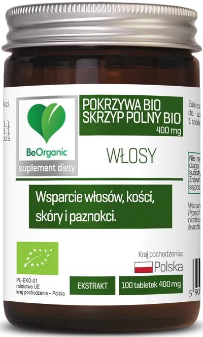 Aliness Pokrzywa BIO Skrzyp polny BIO, Włosy, Suplement diety