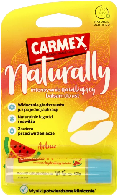 Carma Laboratories Carmex, Naturally Intensely Hydrating Lip Balm Watermelon (Intensywnie nawilżający balsam do ust `Arbuz`)