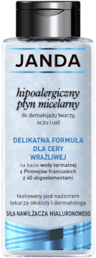 Janda Siła Nawilżacza Hialuronowego, Hipoalergiczny płyn micelarny do demakijażu twarzy, oczu i ust