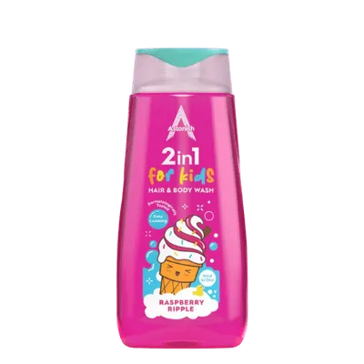 Astonish Raspberry Ripple,  2in1 Hair & Body For Kids (Malinowy krem waniliowy,  Żel pod prysznic i szampon 2w1 dla dzieci)