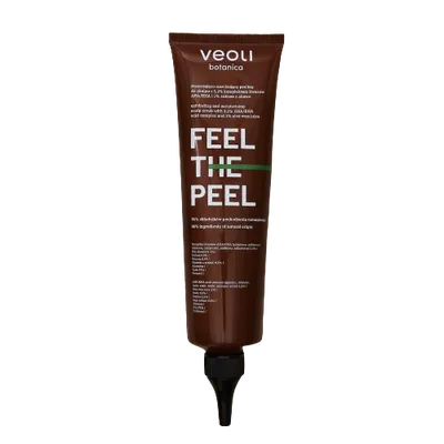Veoli Botanica Feel The Peel, Złuszczająco-nawilżający peeling do skalpu z 3,2% kompleksem kwasów AHA/BHA i 1% sokiem z aloesem