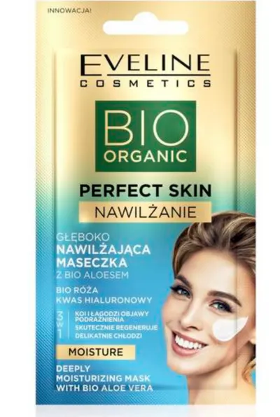 Eveline Cosmetics Bio Organic Perfect Skin, Głęboko nawilżająca maseczka z bio aloesem