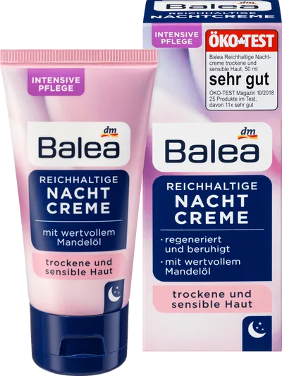 Balea Nachtcreme Reichhaltig (Bogaty krem na noc do skóry suchej i wrażliwej)