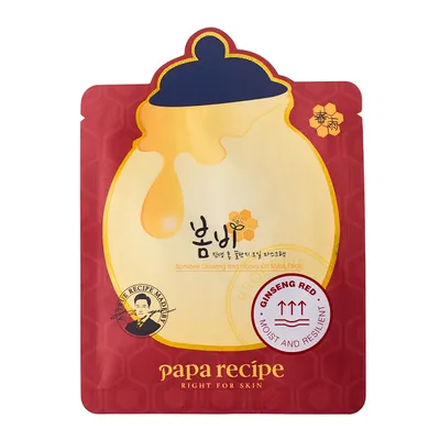 Papa Recipe Bombee, Ginseng Red Honey Oil Mask (Rewitalizująca maska w płachcie z ekstraktem z żeń-szenia i propolisu)