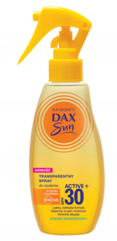 Dax Sun Sun Expert, Transparentny spray do opalania SPF 30 Active+