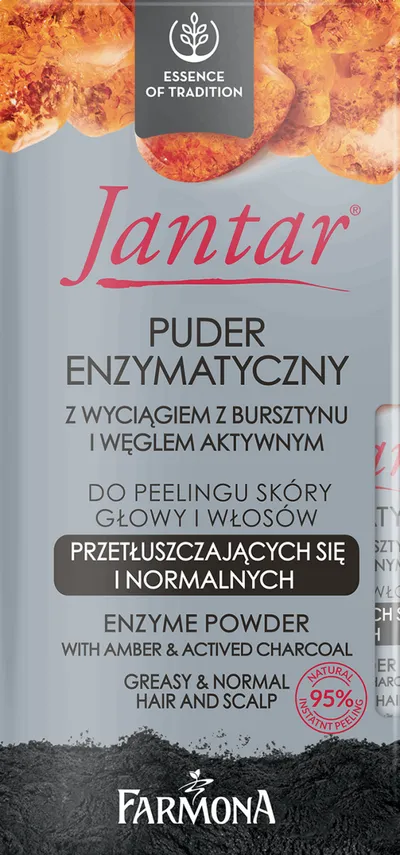 Jantar Puder enzymatyczny z wyciągiem z bursztynu i węglem aktywnym do peelingu skóry głowy i włosów