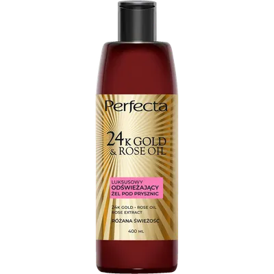 Perfecta 24K Gold & Rose Oil, Różana świeżość,  Luksusowy odświeżający żel pod prysznic