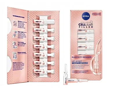 Nivea Hyaluron Cellular Filler, Elasticity Reshape, Lift Effect , 7 Nights Ampoules (Odmładzająca kuracja ampułki z kwasem hialuronowym)