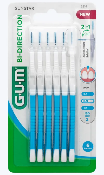 Gum Sunstar Bi-Direction Interdental Brushes 0.9 mm (Dwukierunkowe szczoteczki międzyzębowe)