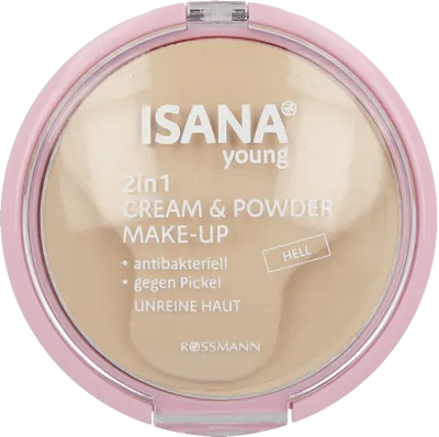 Isana Young, Cream & Powder Make-Up, Puder antybakteryjny przeciw wypryskom  2 w 1