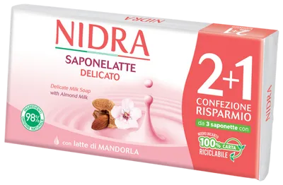 Mirato Nidra, Delicate Milk Bar Soap With Almond (Delikatne mydło z mlekiem migdałowym)