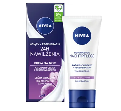 Nivea 24H Nawilżenia, Kojąco-regenerujący krem do twarzy na noc