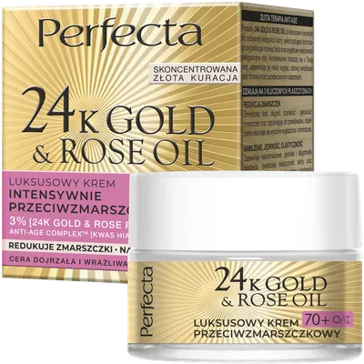 Perfecta 24K Gold & Rose Oil, Luksusowy krem intensywnie przeciwzmarszczkowy 70+