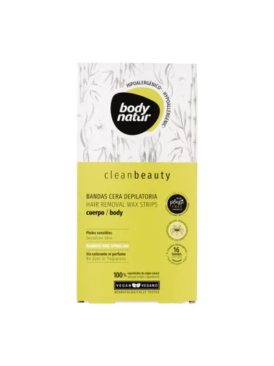 Body Natur Clean Beauty, Hair Removal Wax Strips Body (Plastry z woskiem do depilacji ciała)
