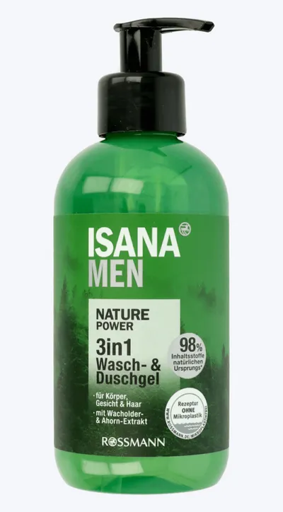 Isana Men, Nature Power Duschgel 3 in 1 (Żel do mycia i pod prysznic 3w1)