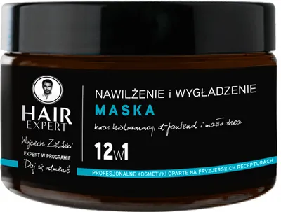 Hair Expert Nawilżenie i wygładzenie, Maska do włosów 12w1 `Kwas hialuronowy + d-pantenol`