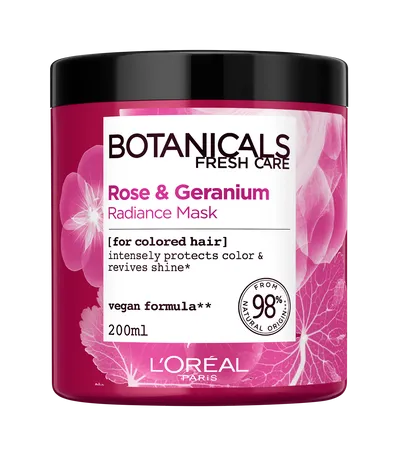 L'Oreal Paris Botanicals Fresh Care, Róża & Geranium, Nadająca blask maska do włosów farbowanych i pozbawionych blasku