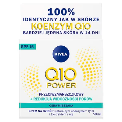 Nivea Q10 Power, Przeciwzmarszczkowy krem na dzień + redukcja widoczności porów  cera mieszana SPF15