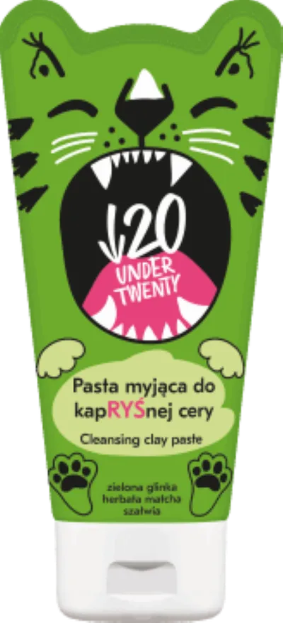 Under Twenty Pasta myjąca do kapRYŚnej cery `Zielona glinka, herbata matcha i szałwia`