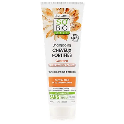 SO'BiO Etic Shampoo Cheveux Foriteifies Guarana + Huile Essentiele de Niaouli [Fortified Hair Shampoo] (Szampon z olejkiem niaouli i guaraną)
