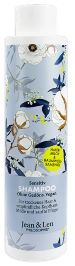 Jean&Len Sensitiv Shampoo Hafermilch & Baumwollsamenöl für trockenes Haar & empfindliche Kopfhaut (Szampon z mlekiem owsianym i olejem z nasion bawełny włosy suche i wrażliwa skóra głowy)