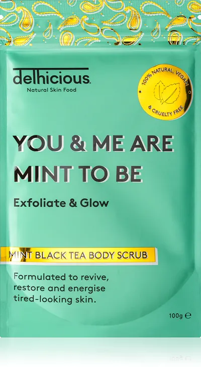 Delhicious You & Me Are Mint To Be, Exfoliate & Glow, Mint Black Tea Body Scrub (Orzeźwiający peeling do ciała do skóry suchej i swędzącej)