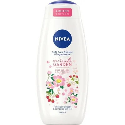 Nivea Miracle Garden, Rose Blossom & Raspberries Soft Care Shower (Żel pod prysznic)