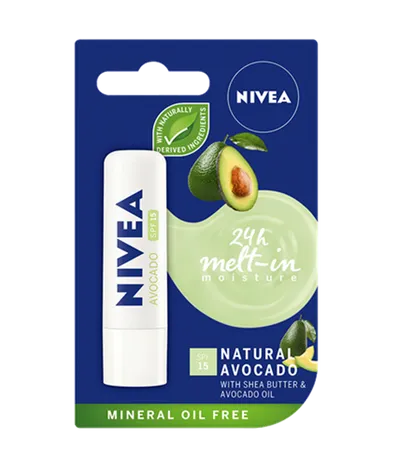 Nivea 24h Melt-in-Moisture Natural Avocado, Pielęgnująca pomadka do ust  SPF 15