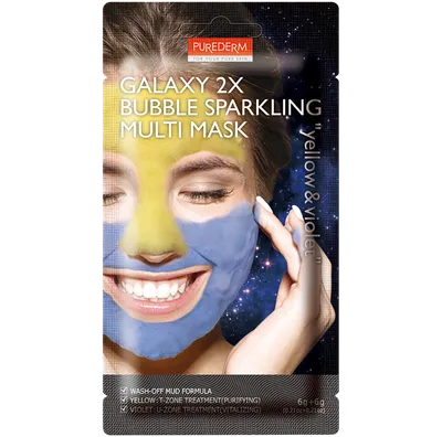 Purederm Galaxy 2X Bubble Sparkling Multi Mask Yellow& Violet (Maseczka oczyszczająco - witalizująca)