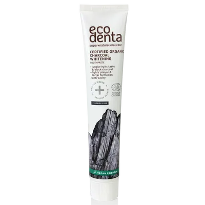 Ecodenta Certified Organic Charcoal Toothpaste Jungle Fruits Taste (Wybielająca czarna pasta do zębów z owocami dżungli)
