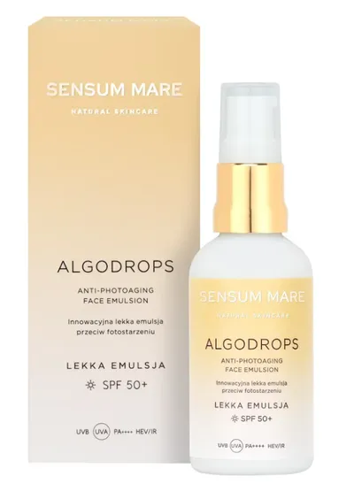 Sensum Mare Dermocosmetics Algodrops,  Anti-Photoagening Face Emulsion SPF50+ (Innowacyjna lekka emulsja przeciw fotostarzeniu SPF50+)