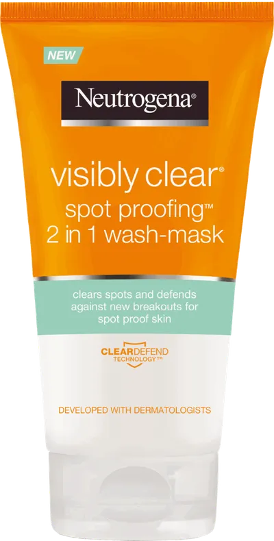 Neutrogena Visibly Clear, Spot Proofing, 2 in 1 Wash Mask (Żel myjący i maska do twarzy 2 w 1)