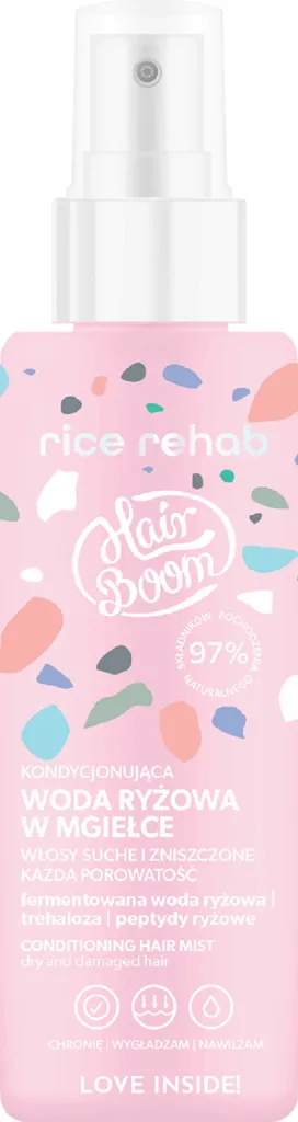 HairBoom Rice Rehab, Kondycjonująca woda ryżowa w mgiełce `Zwiewna nimfa`