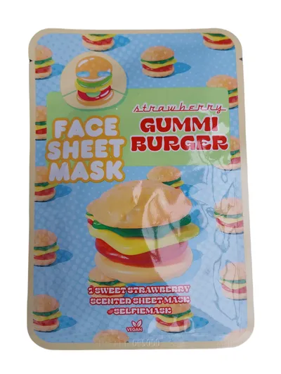 Action Strawberry Gummi Burger, Face Sheet Mask (Maska do twarzy w płachcie)
