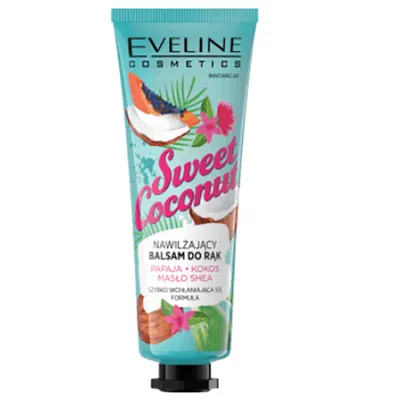 Eveline Cosmetics Sweet Coconut, Nawilżający balsam do rąk `Papaja, kokos, masło shea`