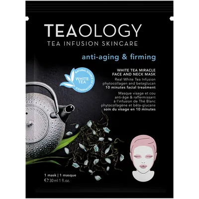 Teaology White Tea Miracle Face and Neck Mask Anti-ageing & Firming (Maska na bazie esencji z białej herbaty na twarz i szyję `Nawilżenie + rozświetlenie`)