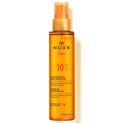 Nuxe Sun, Huile Bronzante Visage et Corps SPF 10 (Brązujący olejek do opalania, do twarzy i ciała SPF 10)