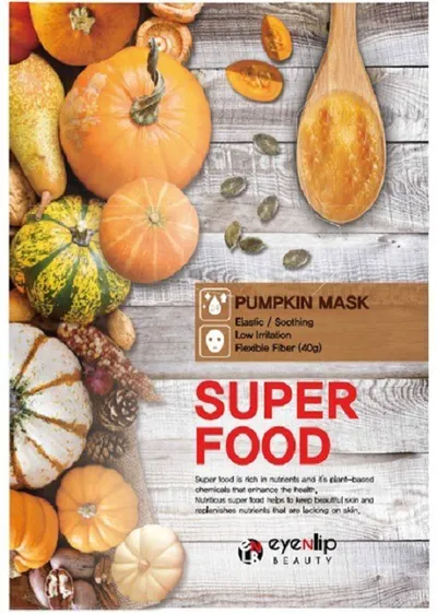 Eyenlip Super Food, Pumpkin Mask (Maska w płachcie o działaniu uelastyczniającym, łagodzącym i rozświetlającym)